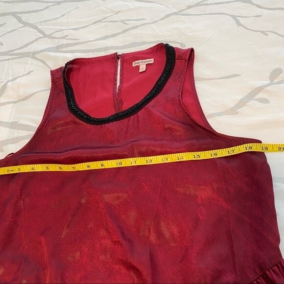 JUICY COUTURE beaded peplum burgundy key hole opening dressy woman top size M - Picture 10 of 12